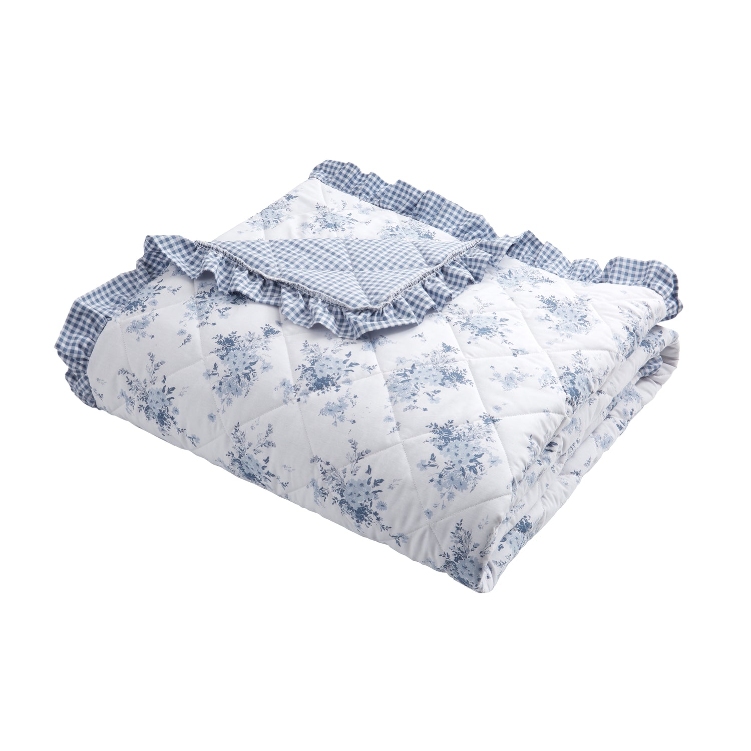 Catherine Lansfield Lucie Floral Reversible 220cm x 230cm Bedspread Blue