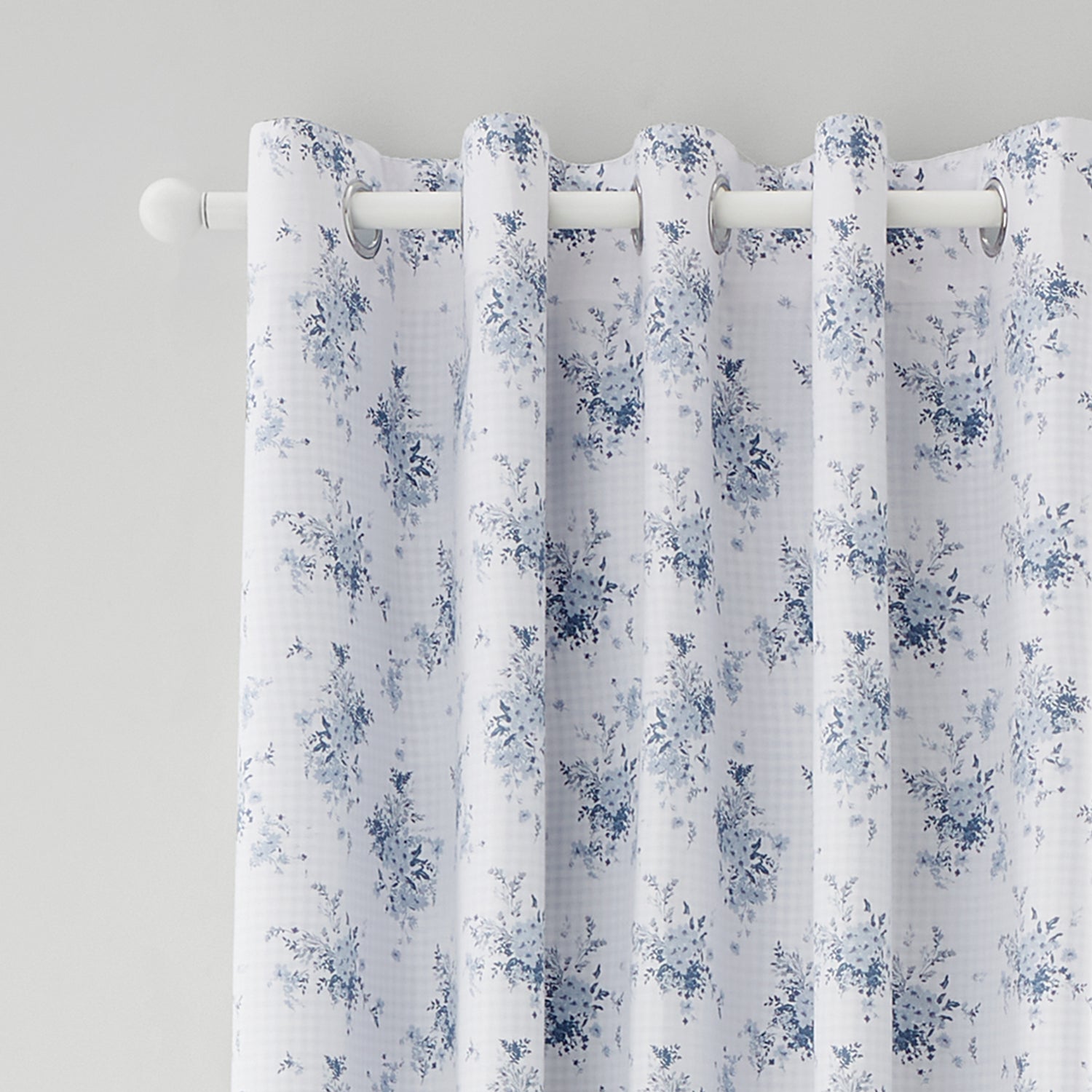 Catherine Lansfield Lucie Floral Ready Made Eyelet Curtains 66'' x 90'' Blue