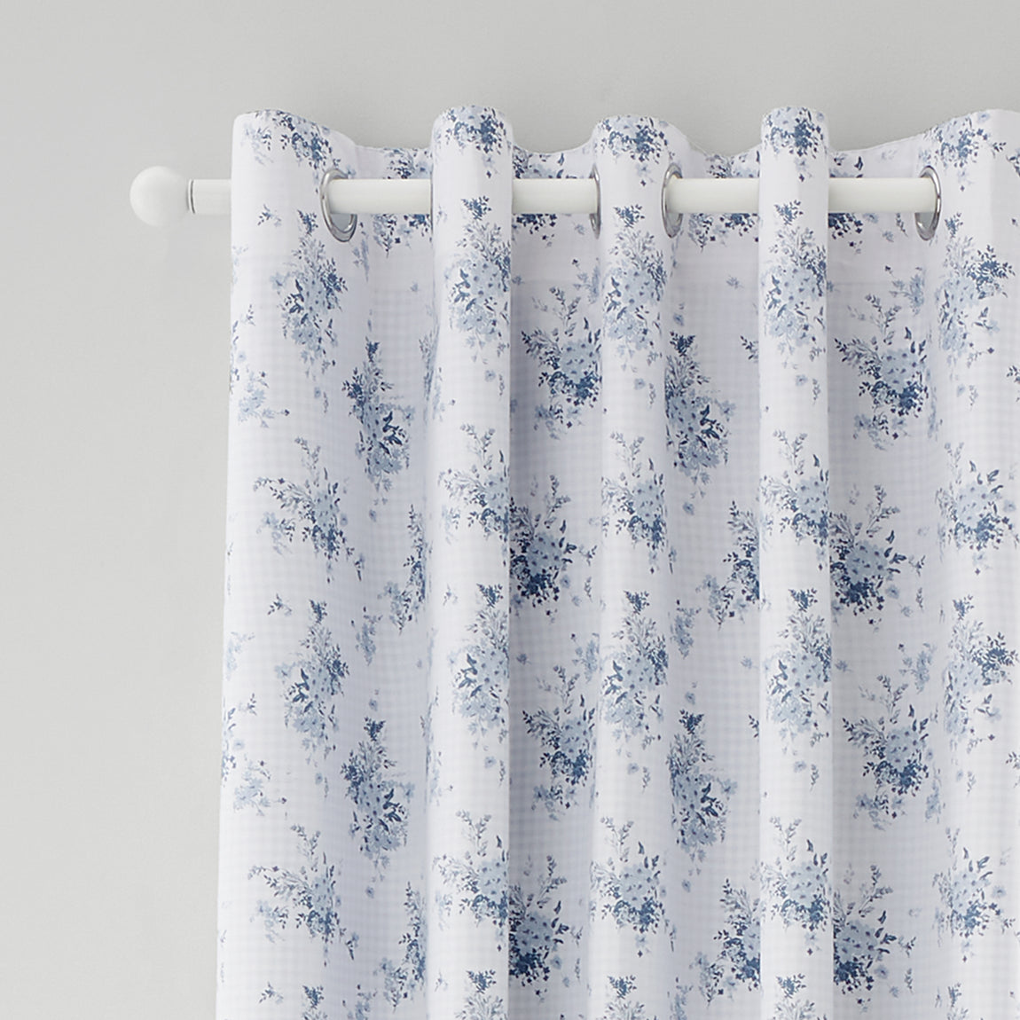 Catherine Lansfield Lucie Floral Ready Made Eyelet Curtains 66'' x 90'' Blue