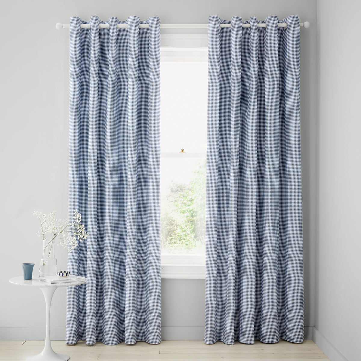 Catherine Lansfield Lucie Floral Ready Made Eyelet Curtains 66'' x 90'' Blue