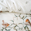 Catherine Lansfield Mistletoe Robins Brushed Duvet Cover Bedding Set Cream
