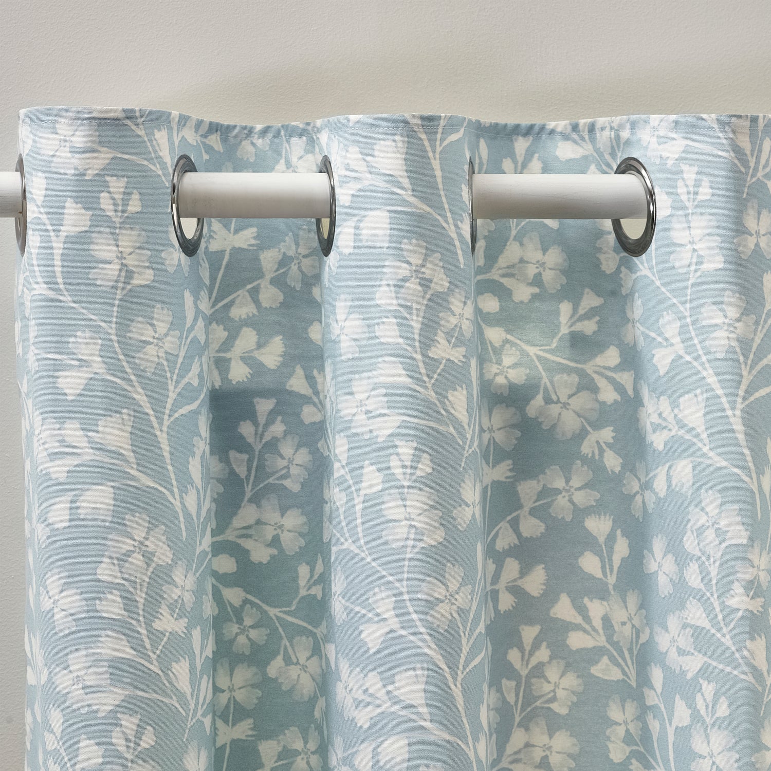 Catherine Lansfield Brooke Floral Ready Made Eyelet Curtains Duckegg