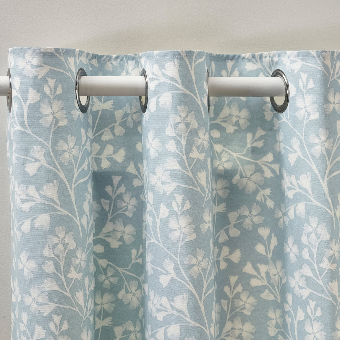 Catherine Lansfield Brooke Floral Ready Made Eyelet Curtains Duckegg