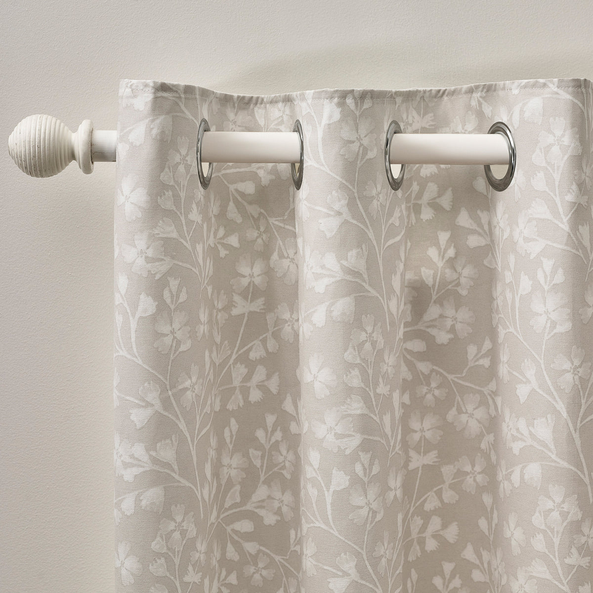Catherine Lansfield Brooke Floral Ready Made Eyelet Curtains Natural