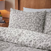 Catherine Lansfield Grace Floral Leaf Brushed Duvet Cover Bedding Set Grey