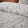 Catherine Lansfield Grace Floral Leaf Brushed Duvet Cover Bedding Set Grey