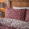 Catherine Lansfield Grace Floral Leaf Brushed Duvet Cover Bedding Set Red