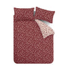 Catherine Lansfield Grace Floral Leaf Brushed Duvet Cover Bedding Set Red