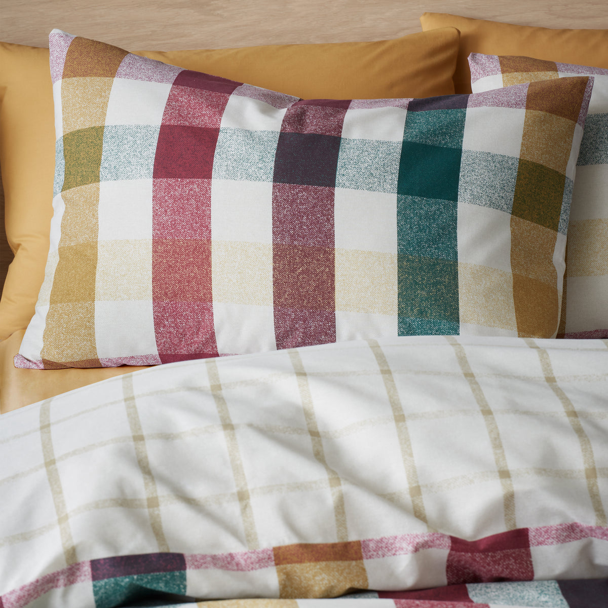 Catherine Lansfield Autumn Check Duvet Cover Bedding Set Plum