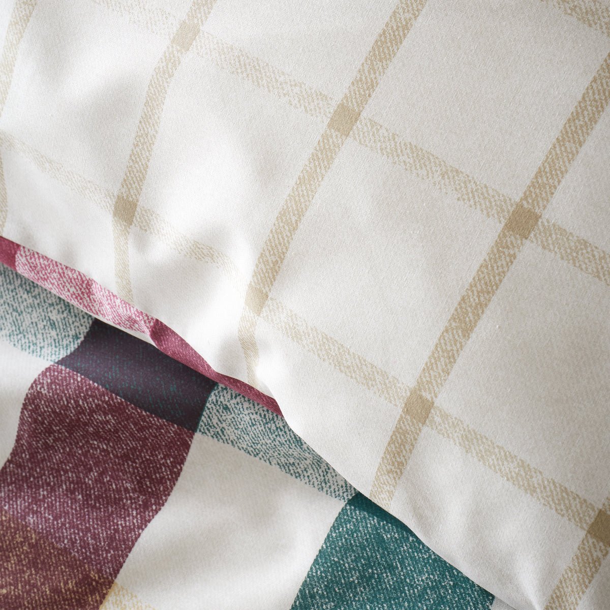 Catherine Lansfield Autumn Check Duvet Cover Bedding Set Plum