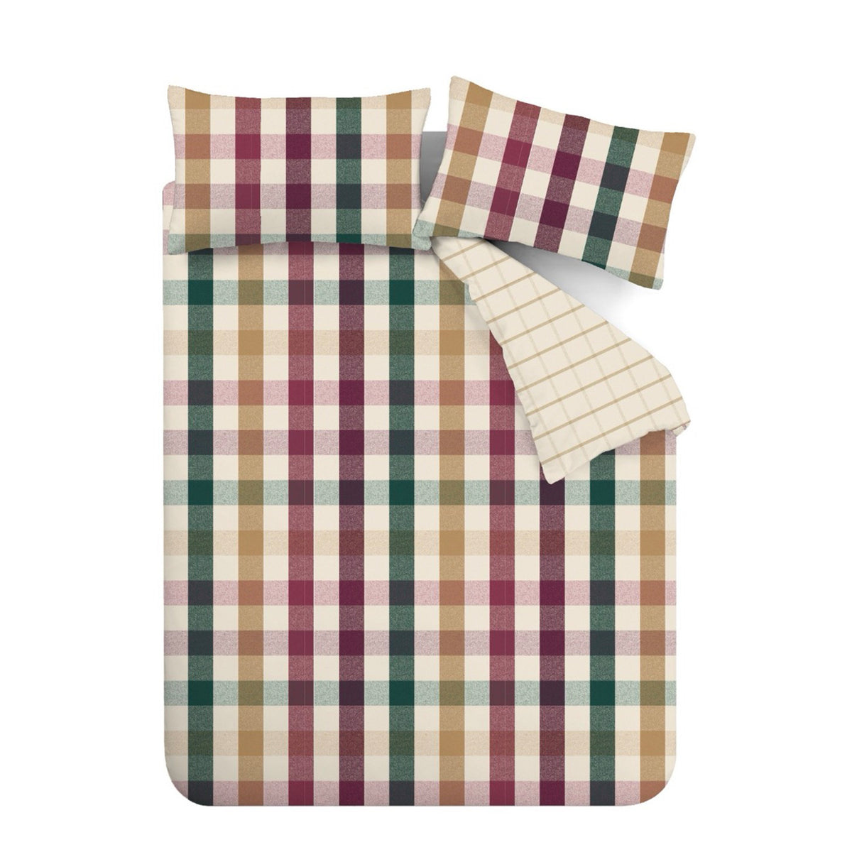 Catherine Lansfield Autumn Check Duvet Cover Bedding Set Plum