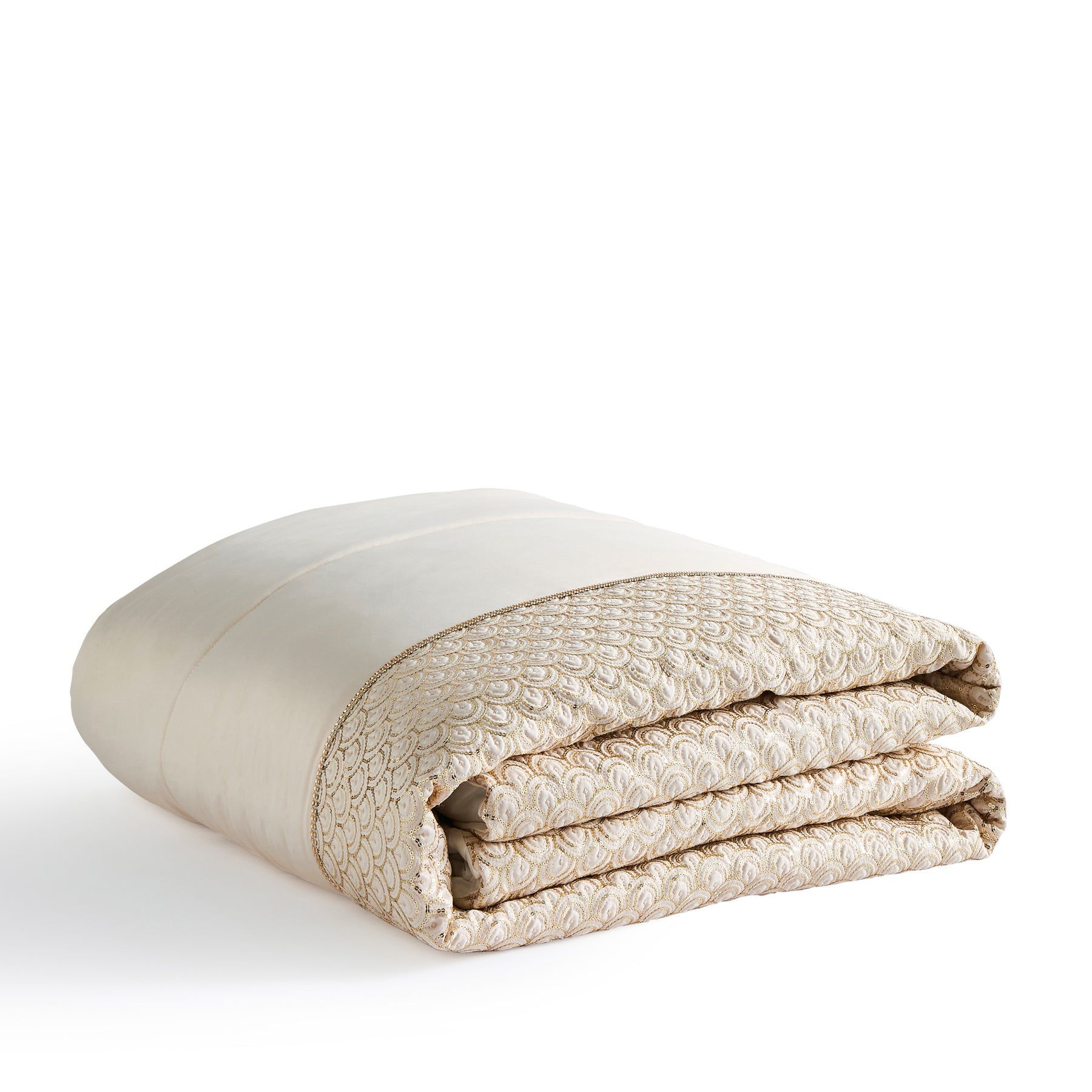 Catherine Lansfield Deco Sequin 240cm x 260cm Quilted Bedspread Champagne