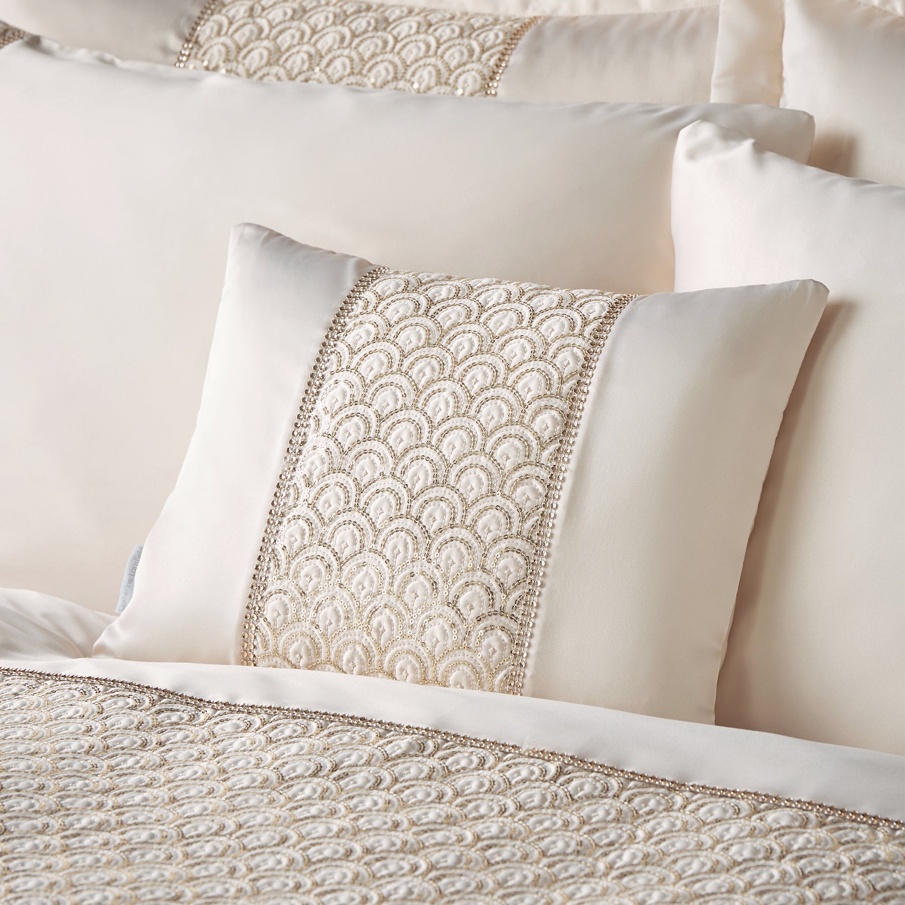 Catherine Lansfield Deco Sequin Filled Boudoir 30cm x 40cm Champagne