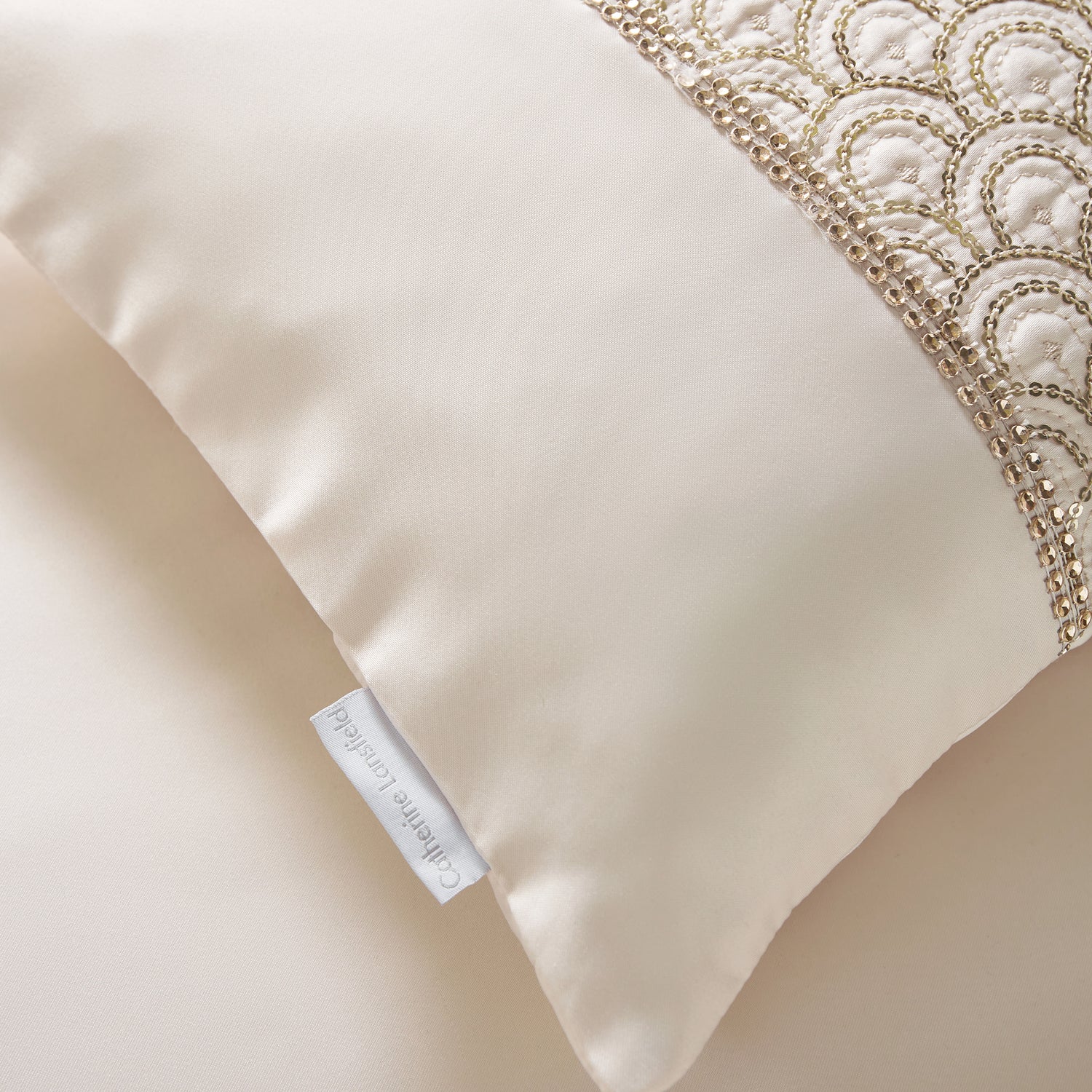 Catherine Lansfield Deco Sequin Duvet Cover Bedding Set Champagne