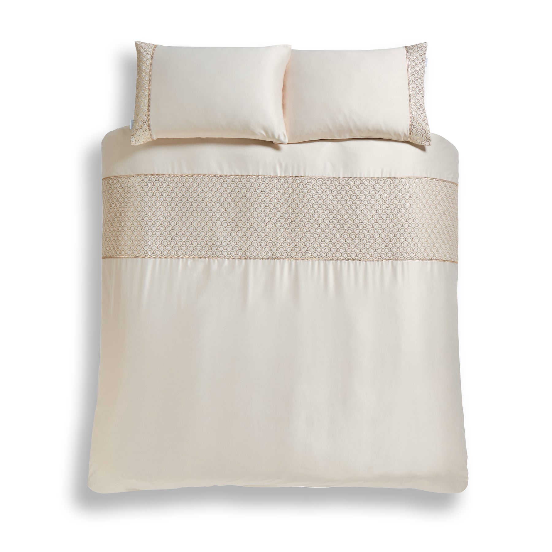 Catherine Lansfield Deco Sequin Duvet Cover Bedding Set Champagne
