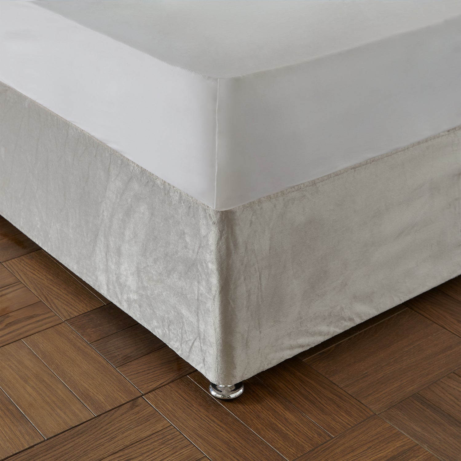 Catherine Lansfield Kingsley Matt Velvet Divan Base Wrap Duvet Cover Bedding Set Cream