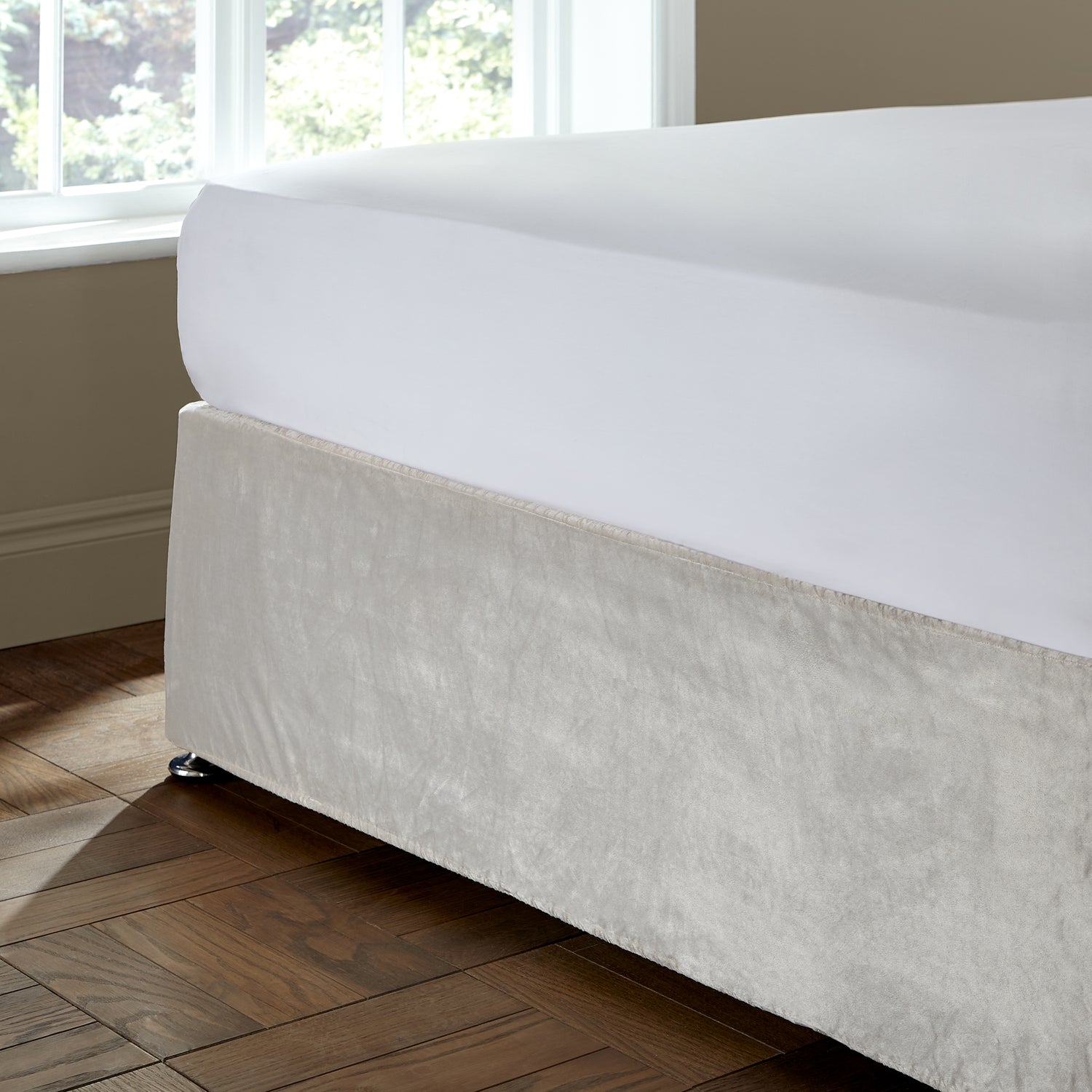 Catherine Lansfield Kingsley Matt Velvet Divan Base Wrap Duvet Cover Bedding Set Cream