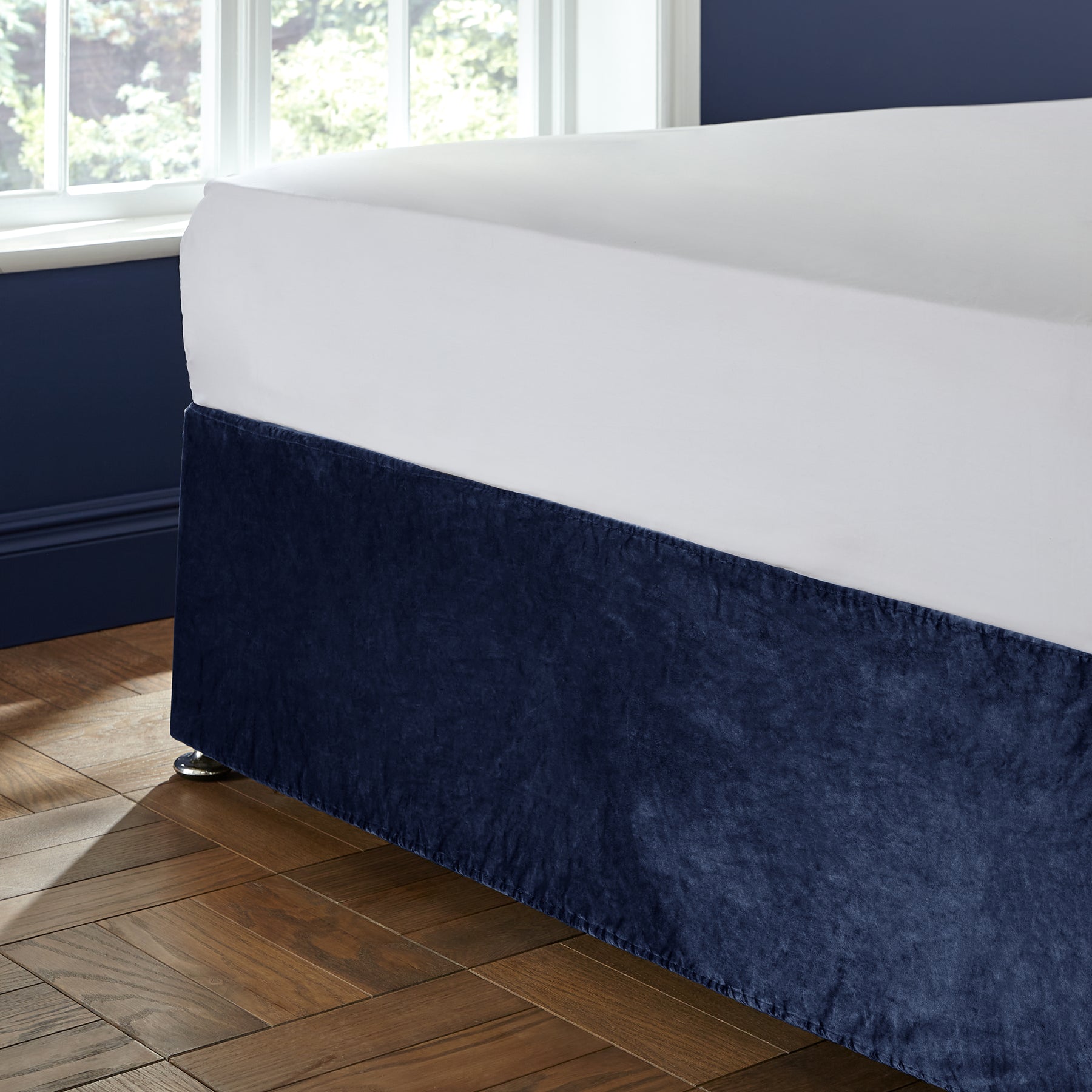 Catherine Lansfield Kingsley Matt Velvet Divan Base Wrap Duvet Cover Bedding Set Navy