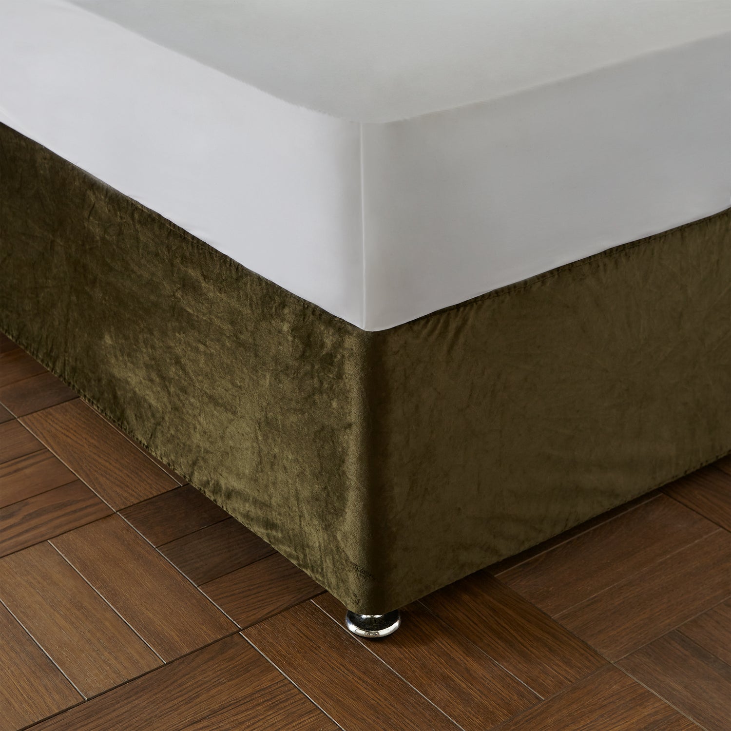 Catherine Lansfield Kingsley Matt Velvet Divan Base Wrap Duvet Cover Bedding Set Olive