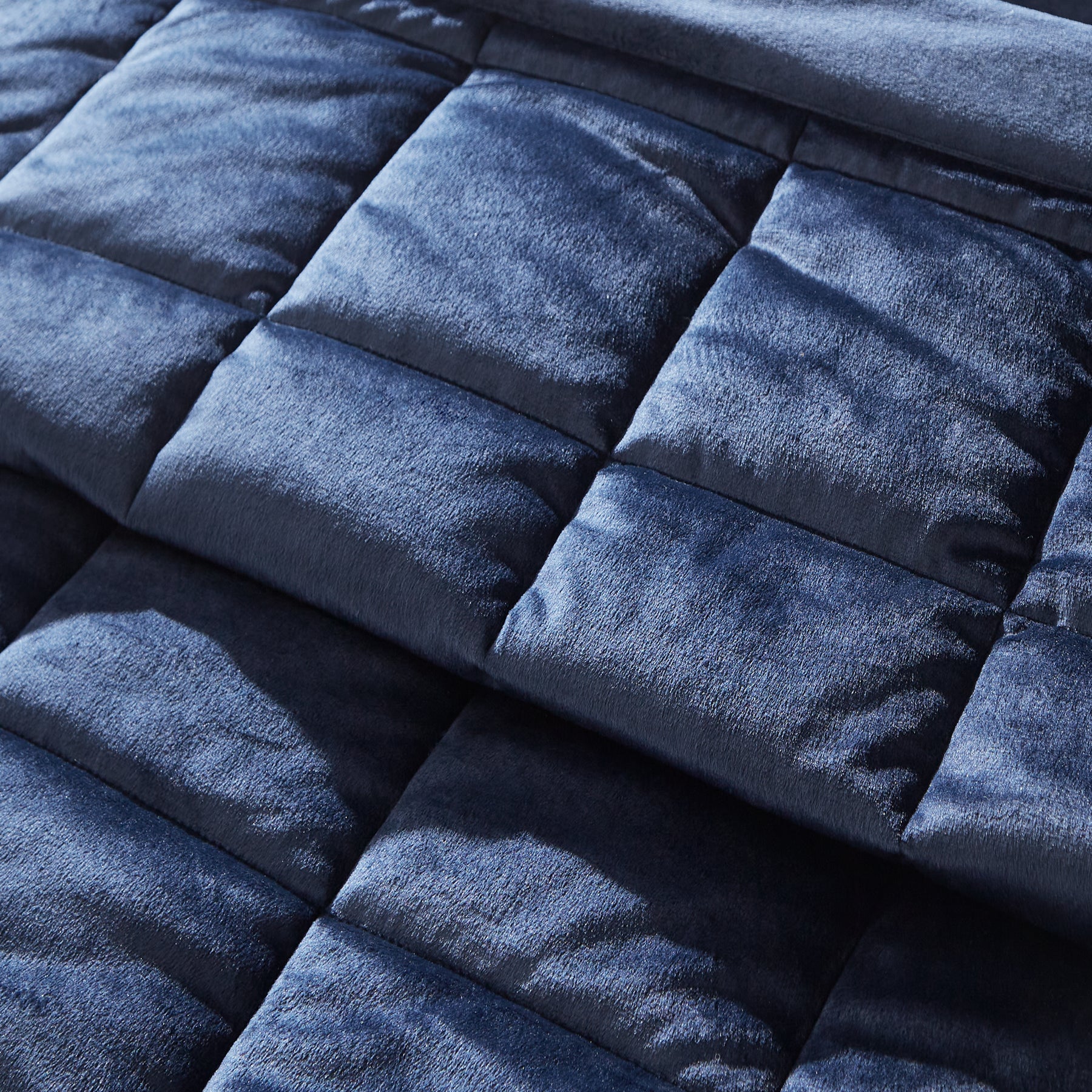 Catherine Lansfield Kingsley Matt Velvet 220cm x 220cm Quilted Bedspread Navy