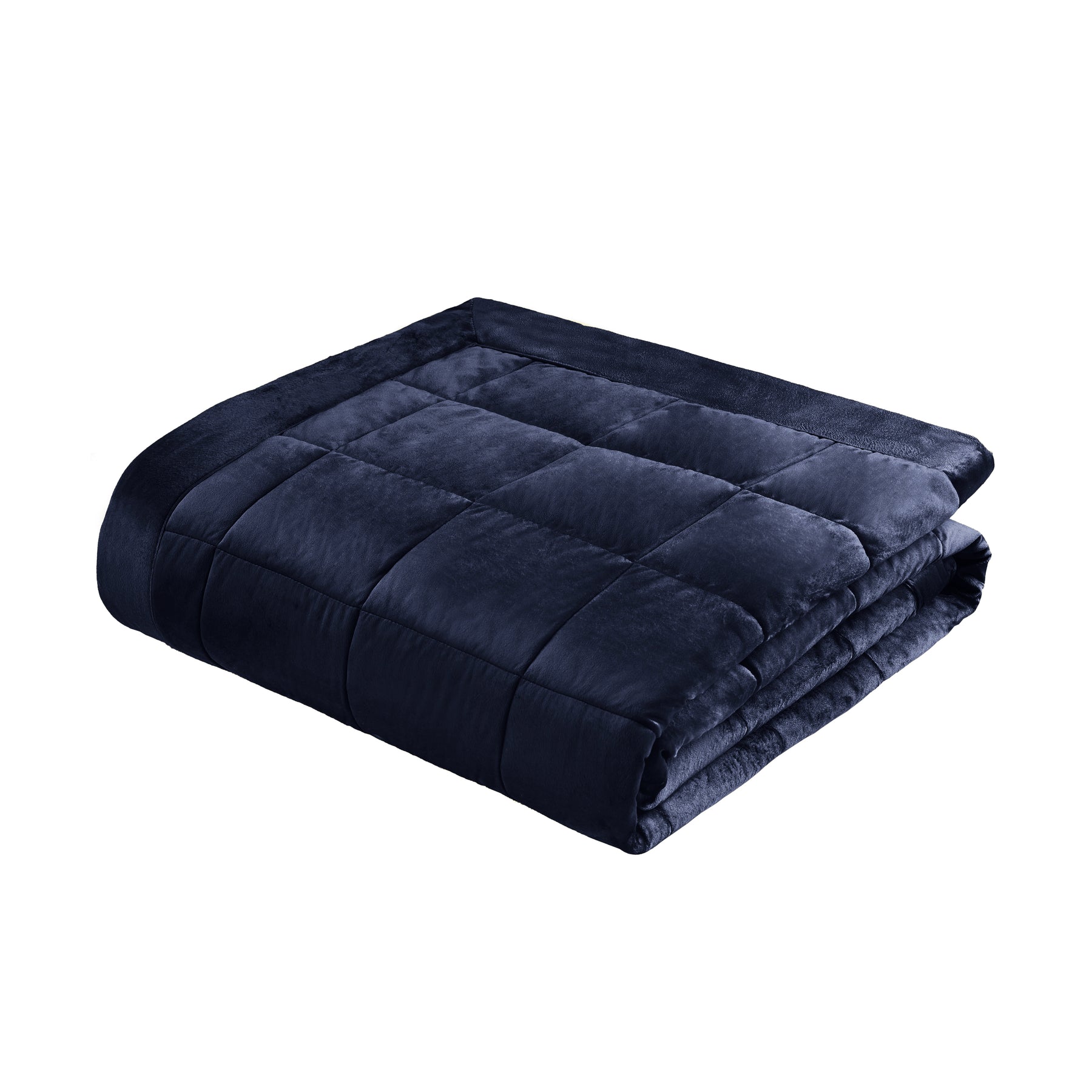 Catherine Lansfield Kingsley Matt Velvet 220cm x 220cm Quilted Bedspread Navy