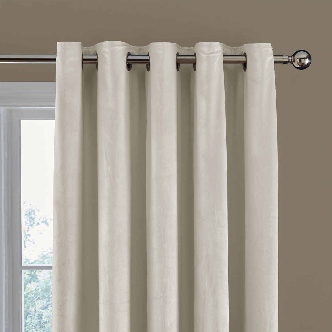 Catherine Lansfield Kingsley Matt Velvet Ready Made Eyelet Curtains 66 x 90 Cream