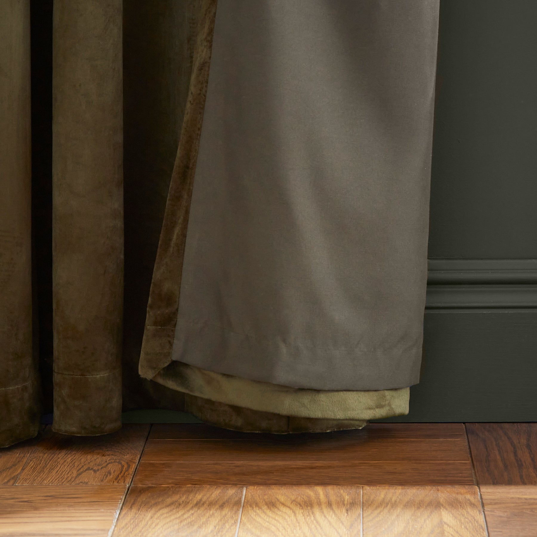 Catherine Lansfield Kingsley Matt Velvet Ready Made Eyelet Curtains 66 x 90 Olive