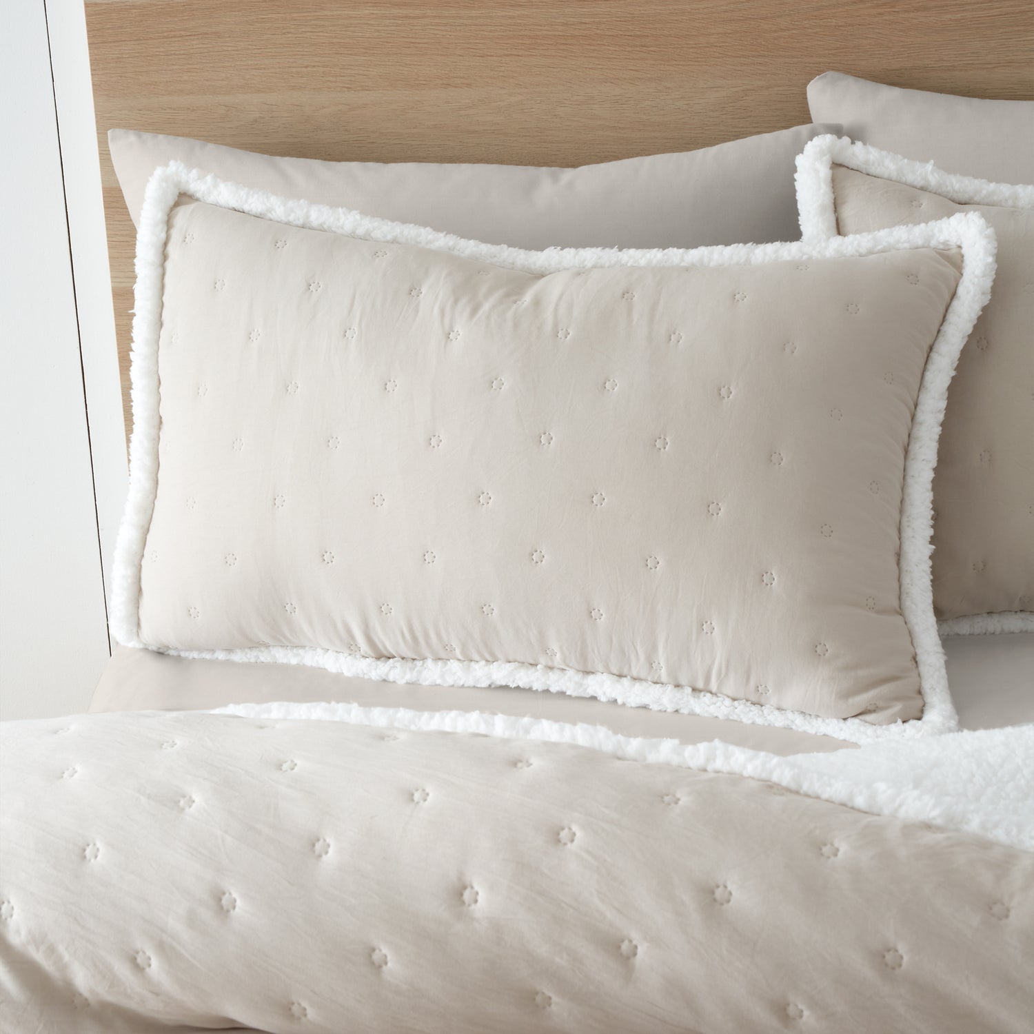 Catherine Lansfield Cosi Nori Sherpa Duvet Cover Bedding Set Cream