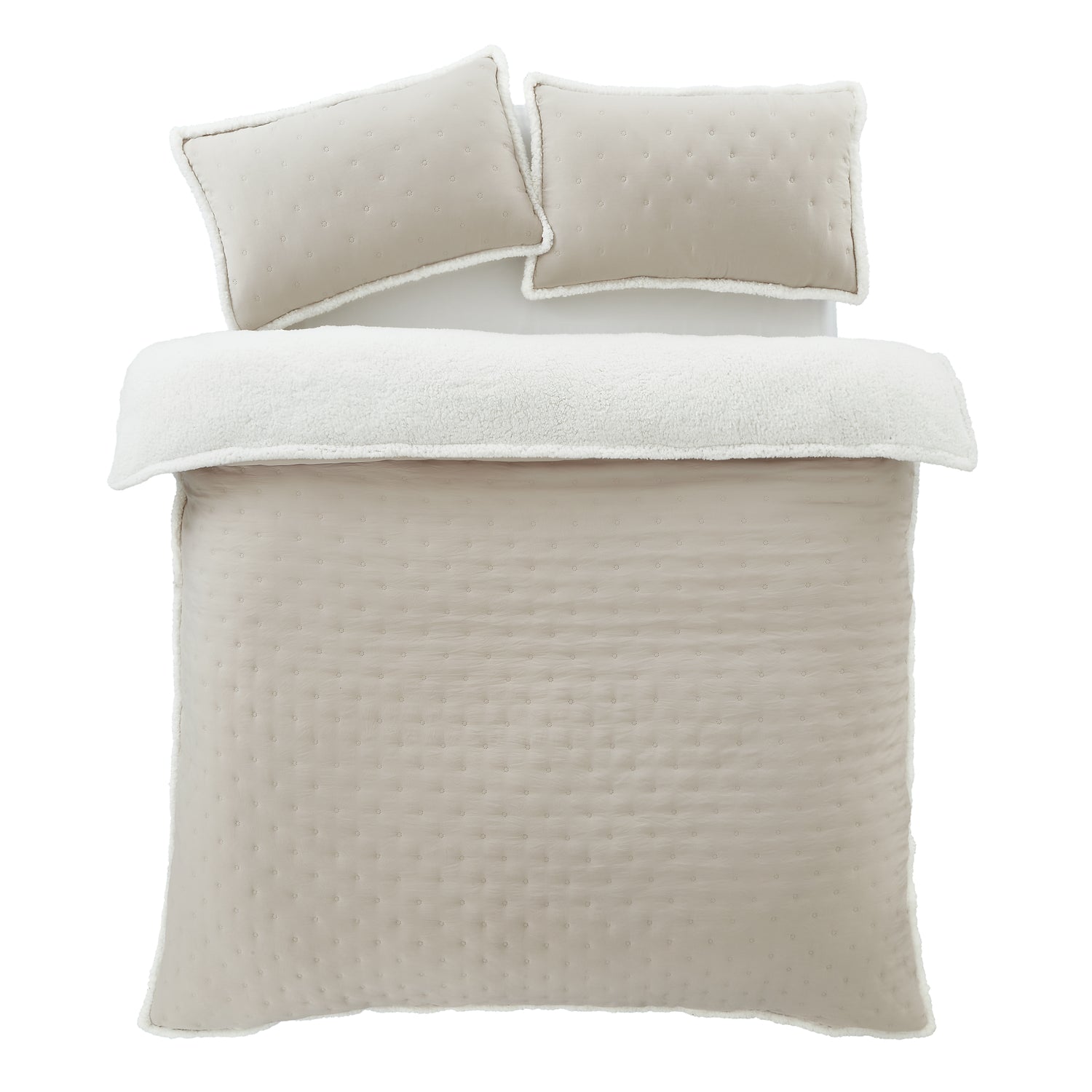 Catherine Lansfield Cosi Nori Sherpa Duvet Cover Bedding Set Cream