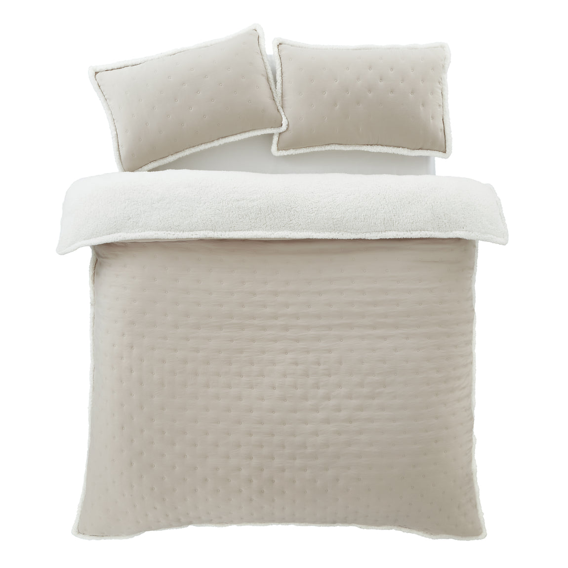 Catherine Lansfield Cosi Nori Sherpa Duvet Cover Bedding Set Cream