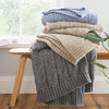 Bianca Cable Knit 150cm x 200cm Throw Blue