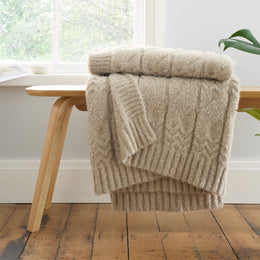 Bianca Cable Knit 150cm x 200cm Throw Natural