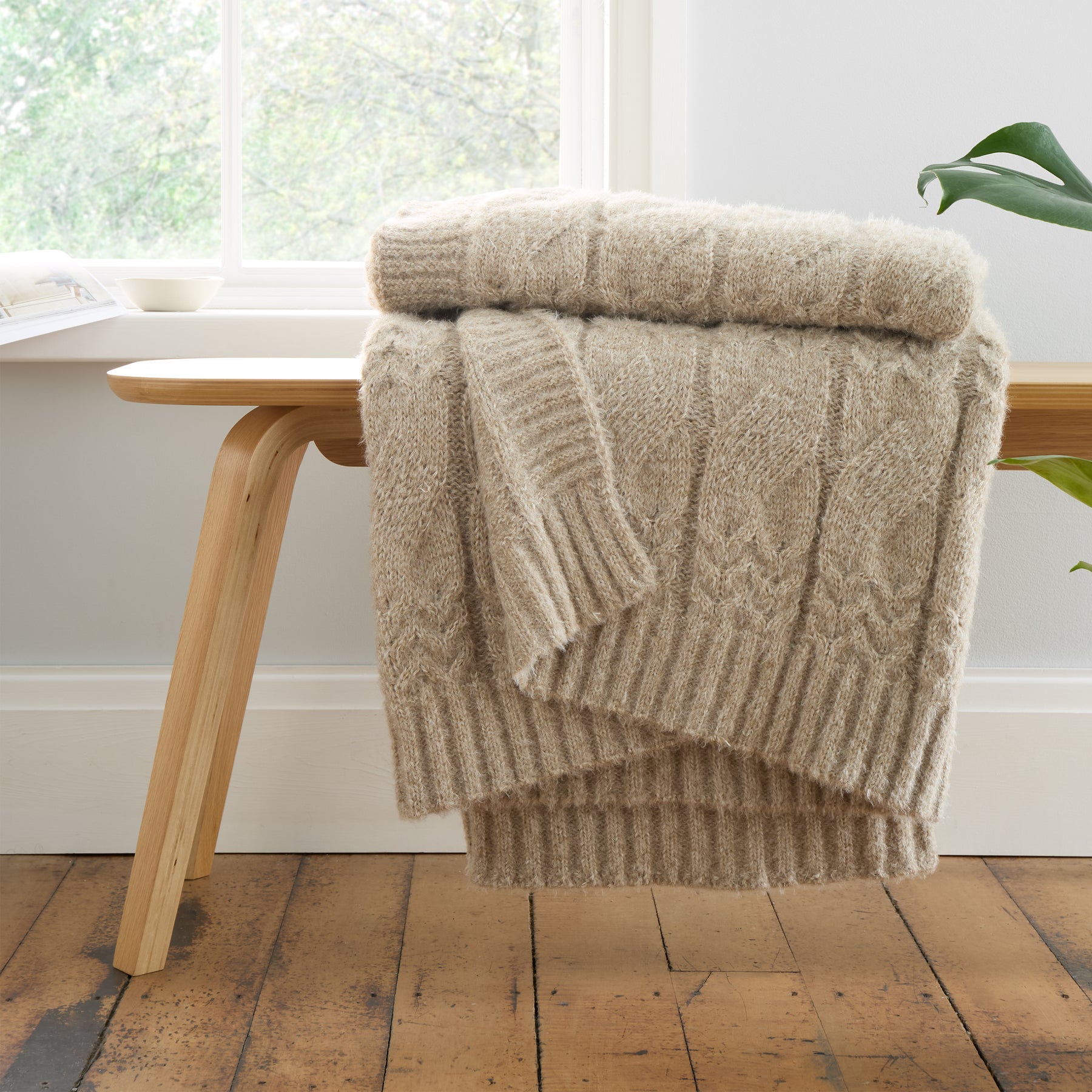 Bianca Cable Knit 150cm x 200cm Throw Natural