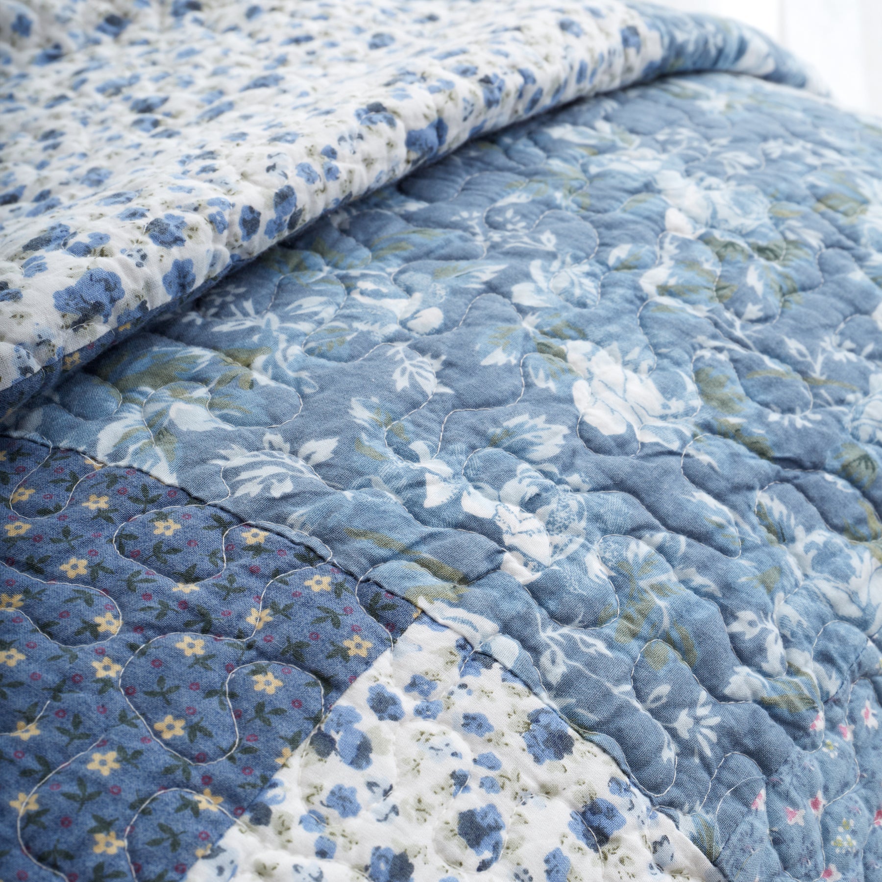 Bianca Limited Edition 220cm x 230cm Patchwork Bedspread Blue