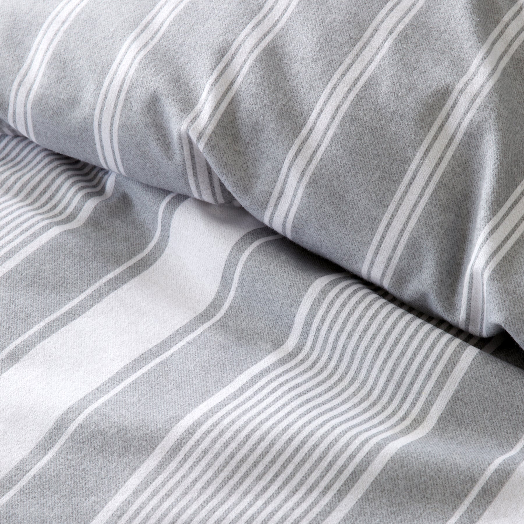 Bianca Brushed Ticking Stripe Duvet Cover Bedding Set Grey