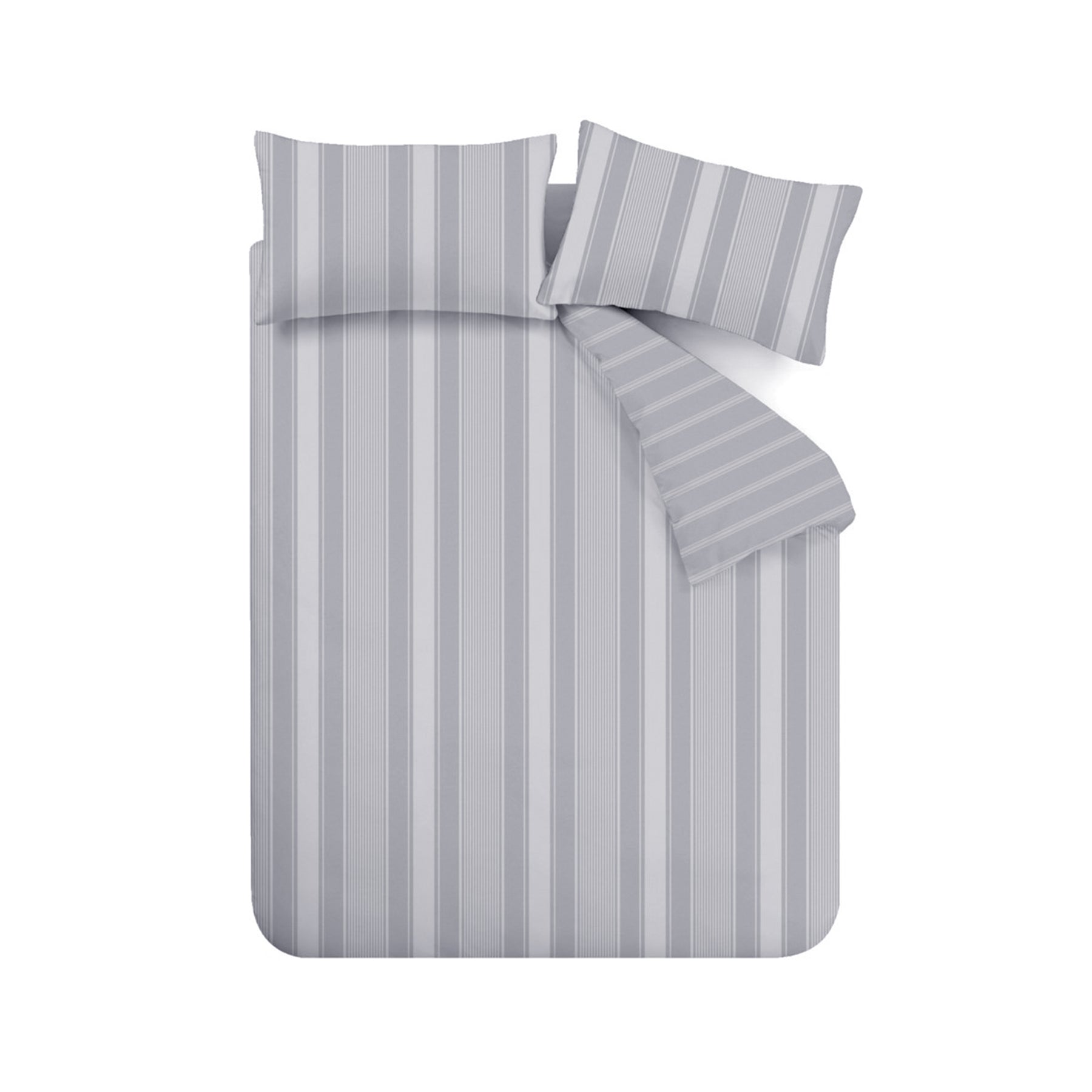 Bianca Brushed Ticking Stripe Duvet Cover Bedding Set Grey