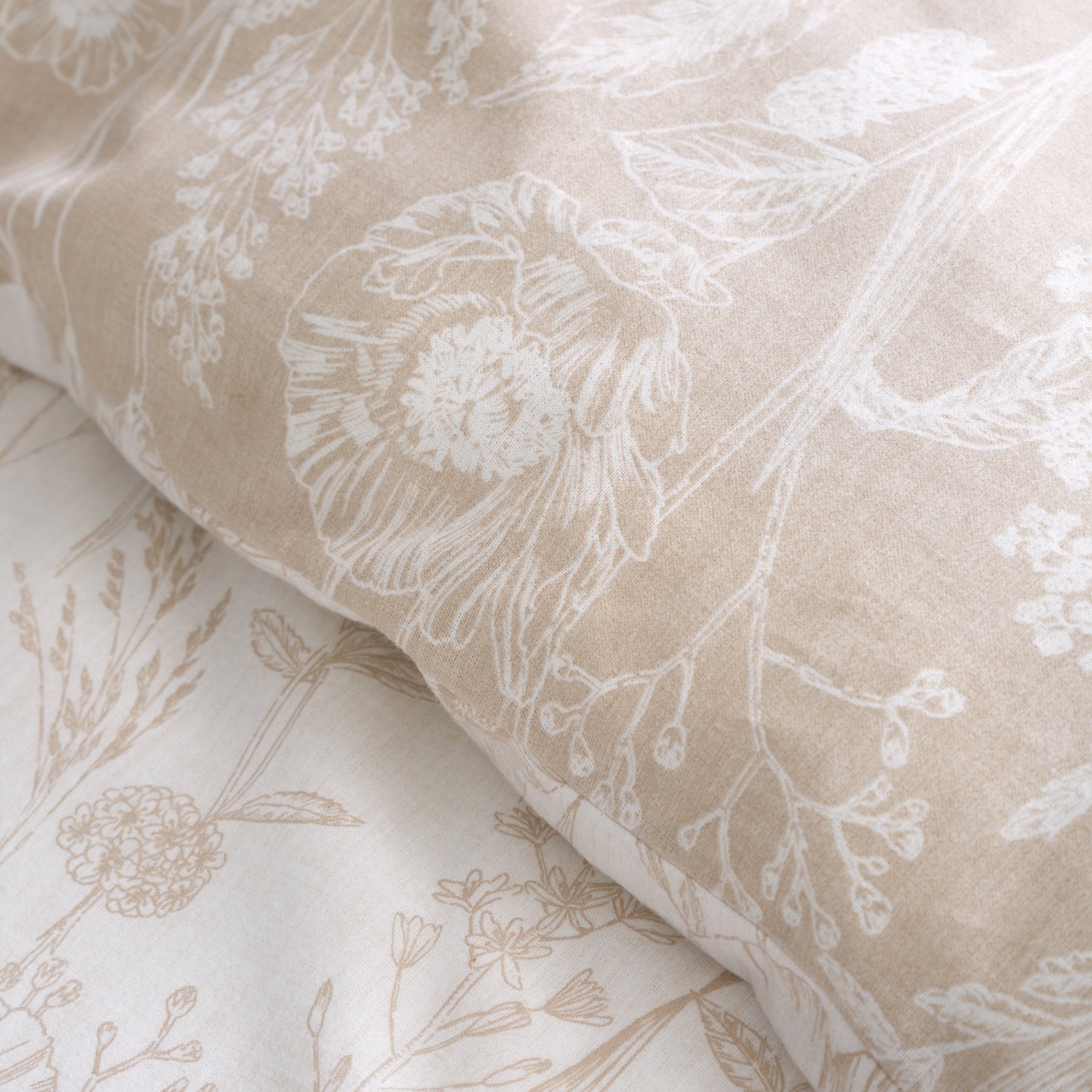 Bianca Brushed Floral Toile Duvet Cover Bedding Set Natural