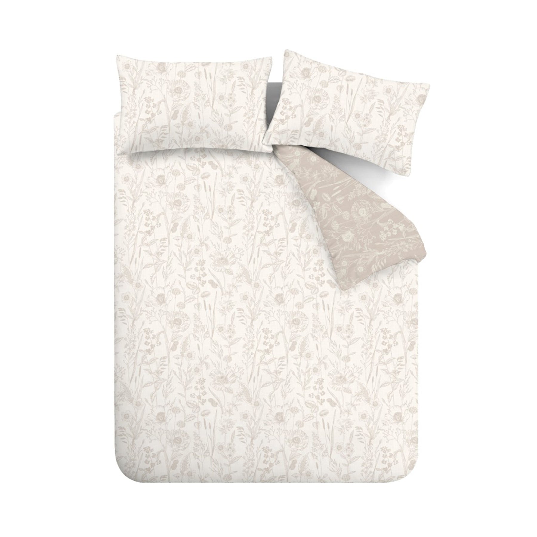 Bianca Brushed Floral Toile Duvet Cover Bedding Set Natural