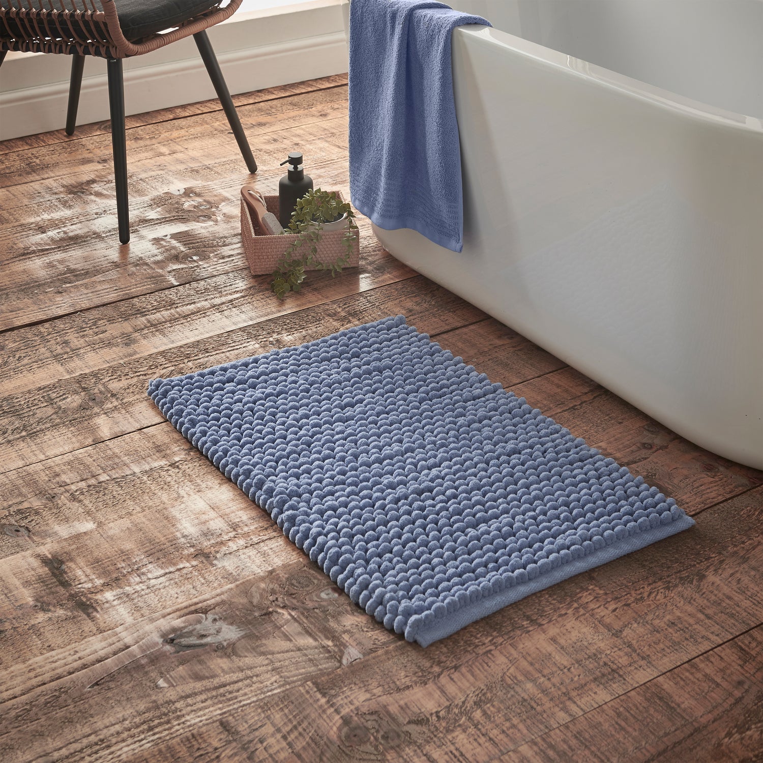 Bianca Aspen Bobble 50cm x 80cm Bath Mat Blue