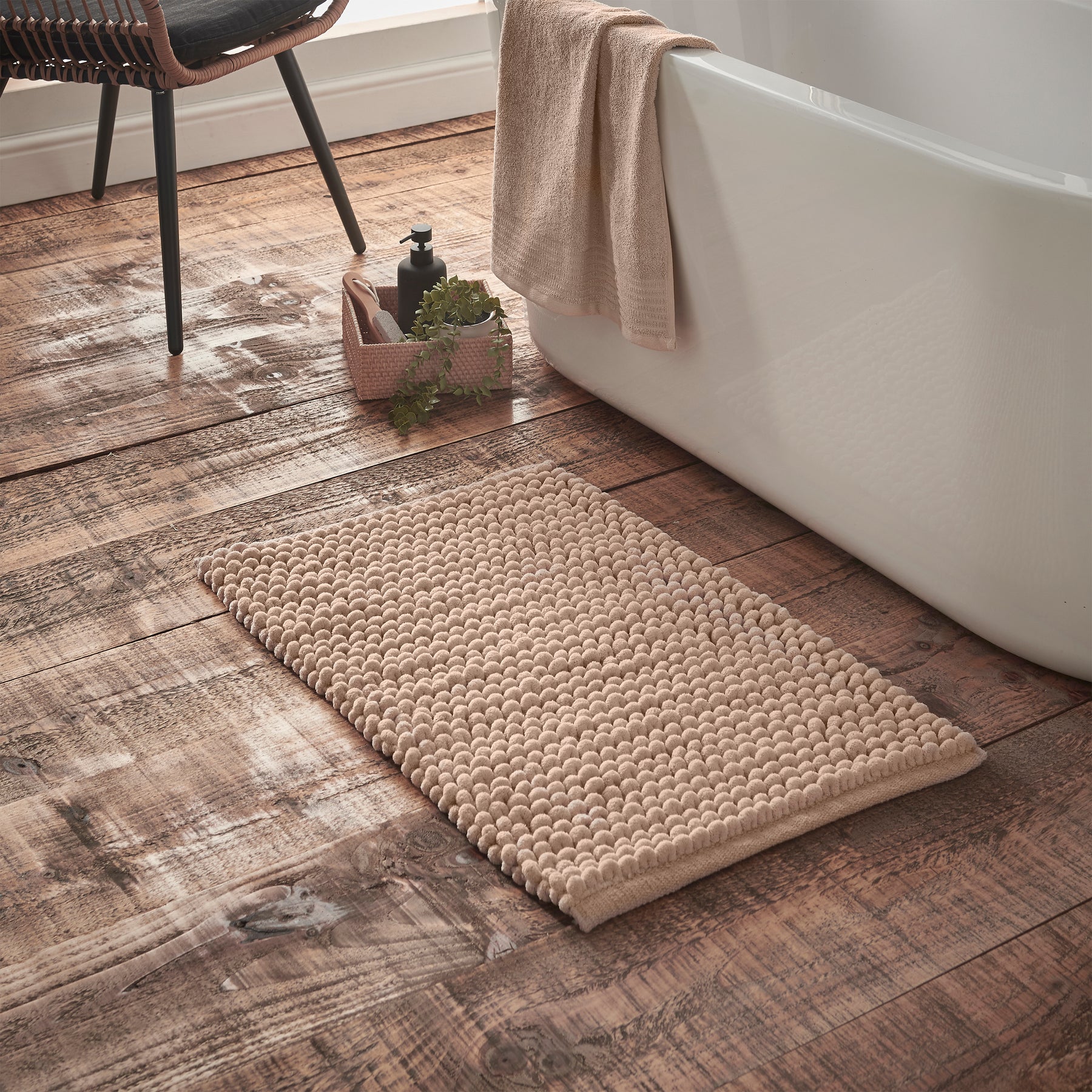Bianca Aspen Bobble 50cm x 80cm Bath Mat Natural