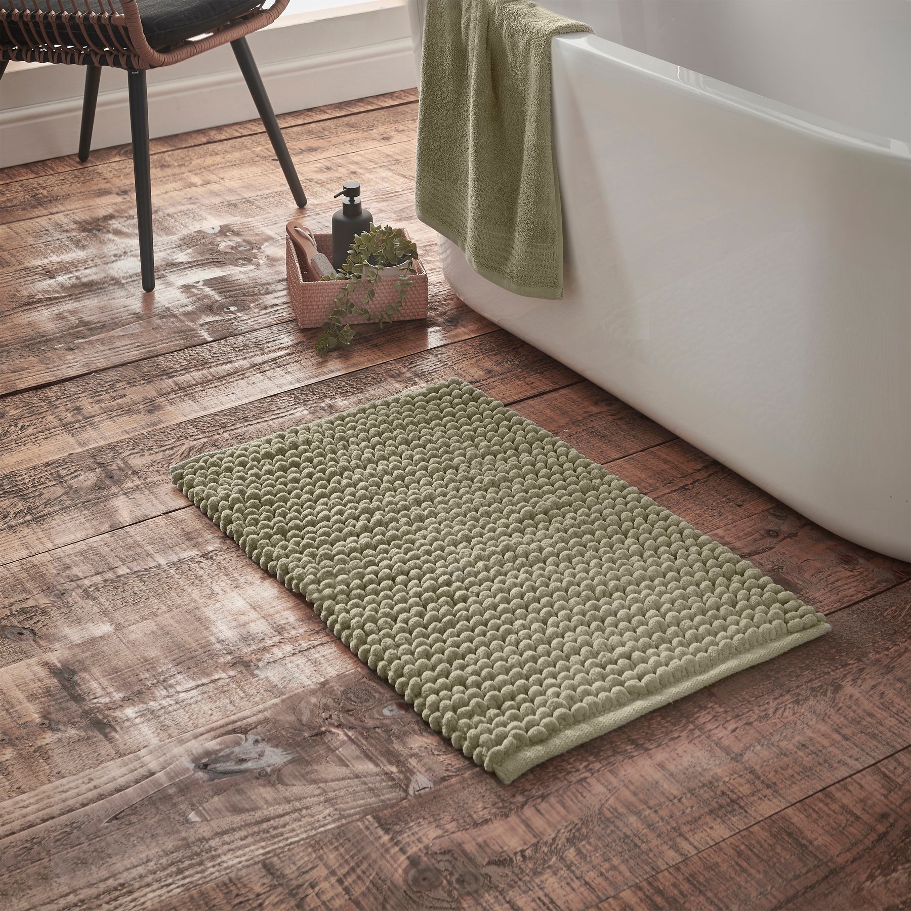 Bianca Aspen Bobble 50cm x 80cm Bath Mat Sage