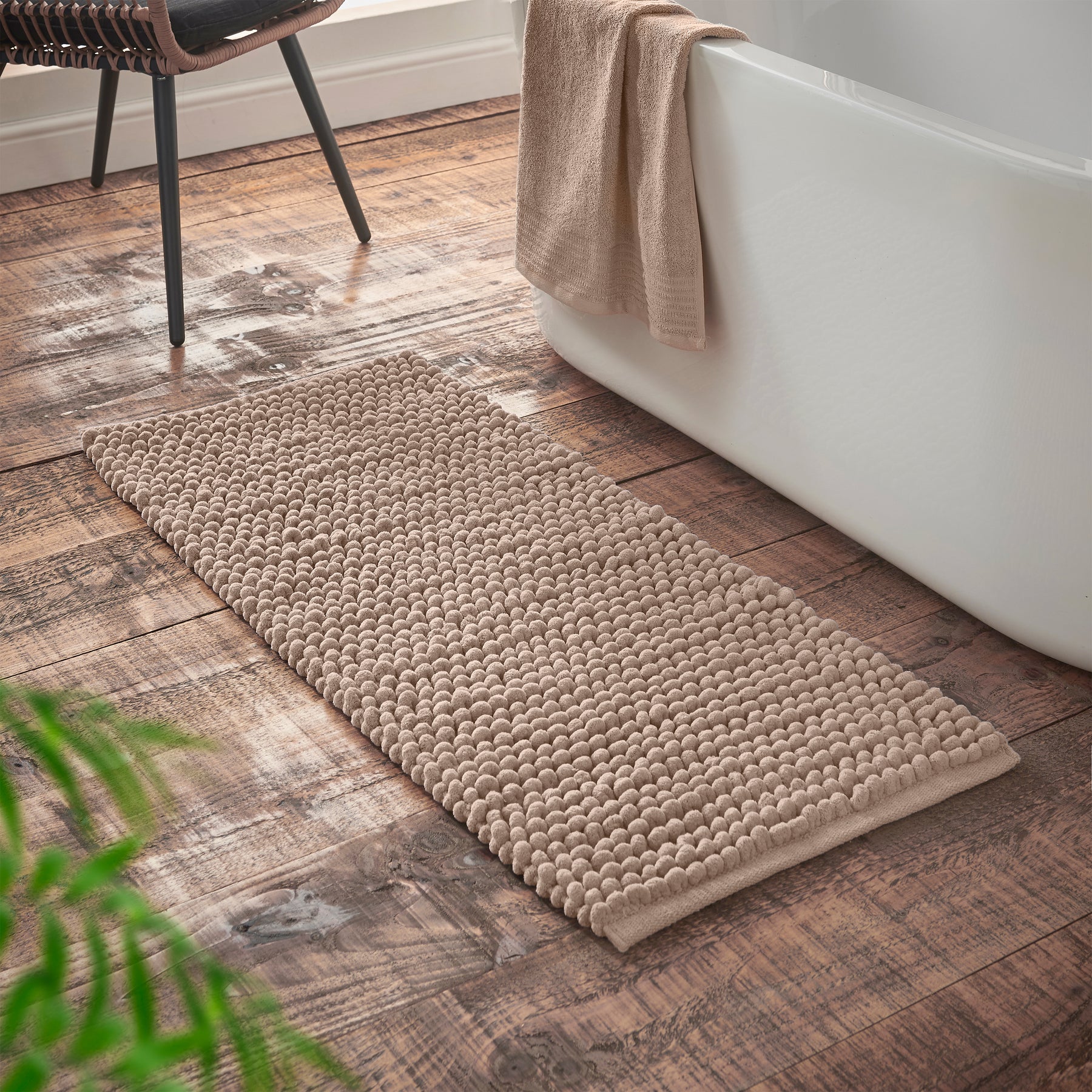 Bianca Aspen Bobble 50cm x 120cm Runner Bath Mat Natural