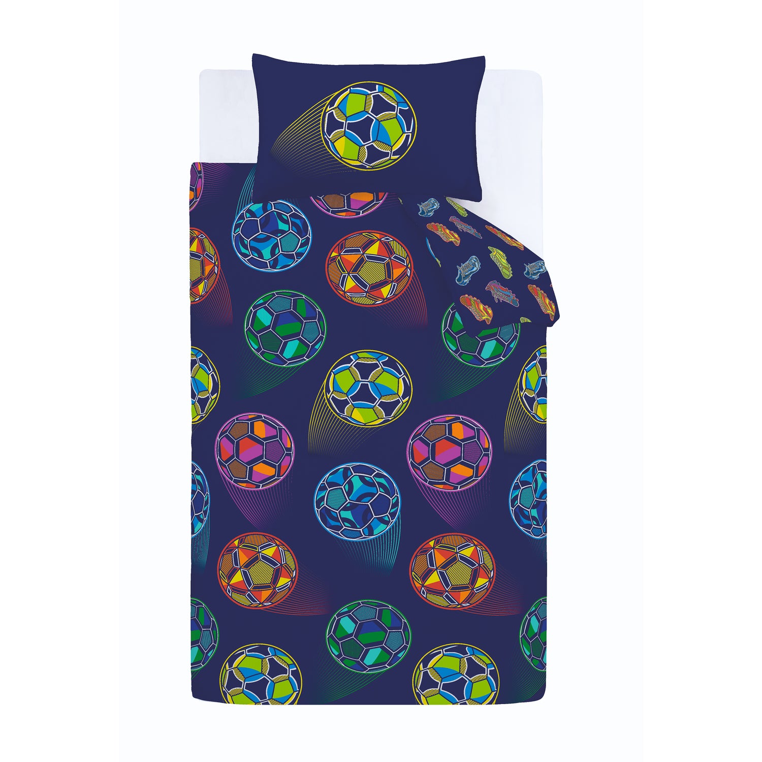 Catherine Lansfield Bright Football Duvet Cover Bedding Set Navy