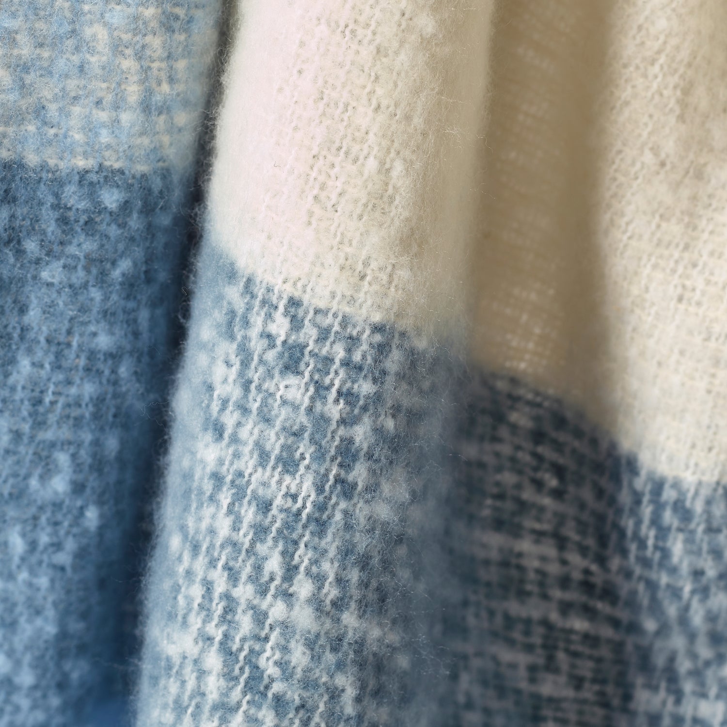 Catherine Lansfield Faux Mohair 130cm x 170cm Check Throw Blue