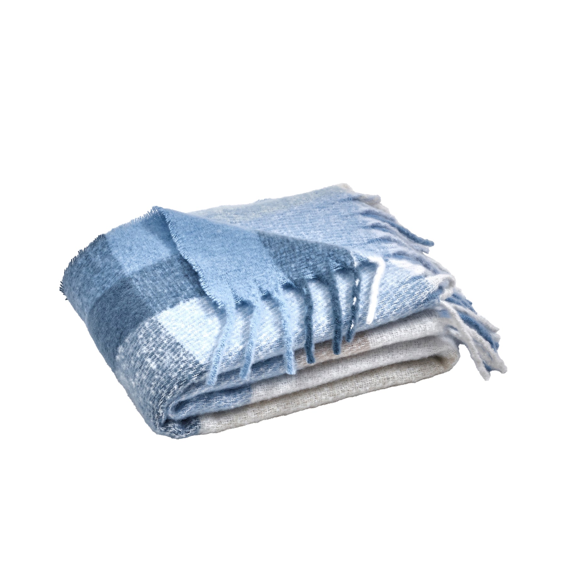 Catherine Lansfield Faux Mohair 130cm x 170cm Check Throw Blue