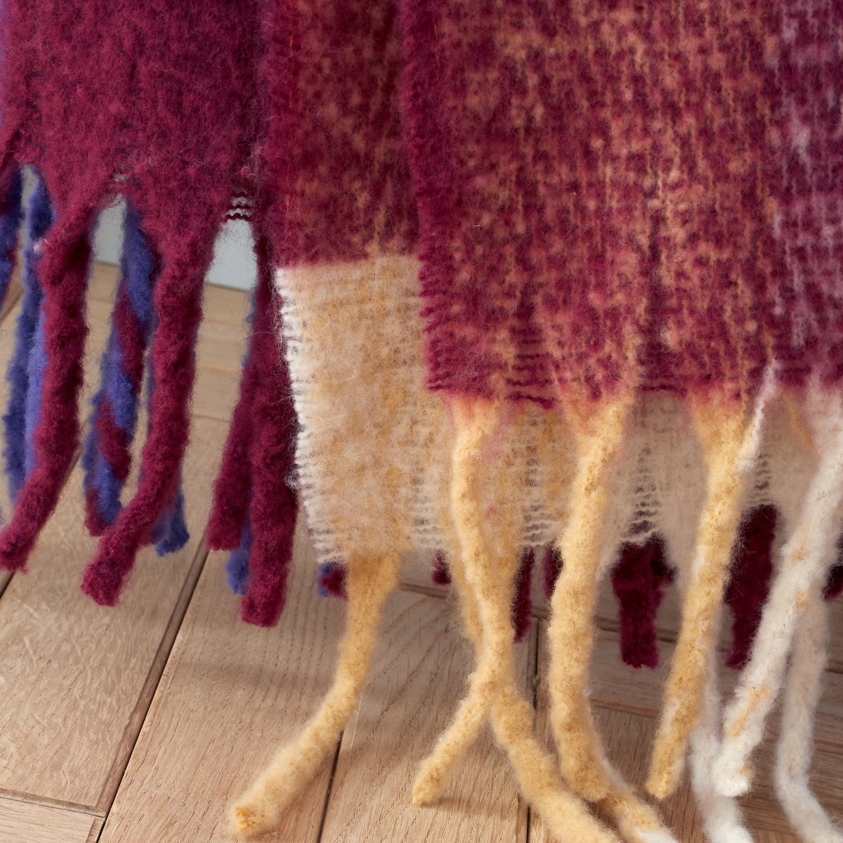 Catherine Lansfield Faux Mohair Check 130cm x 170cm Throw Plum