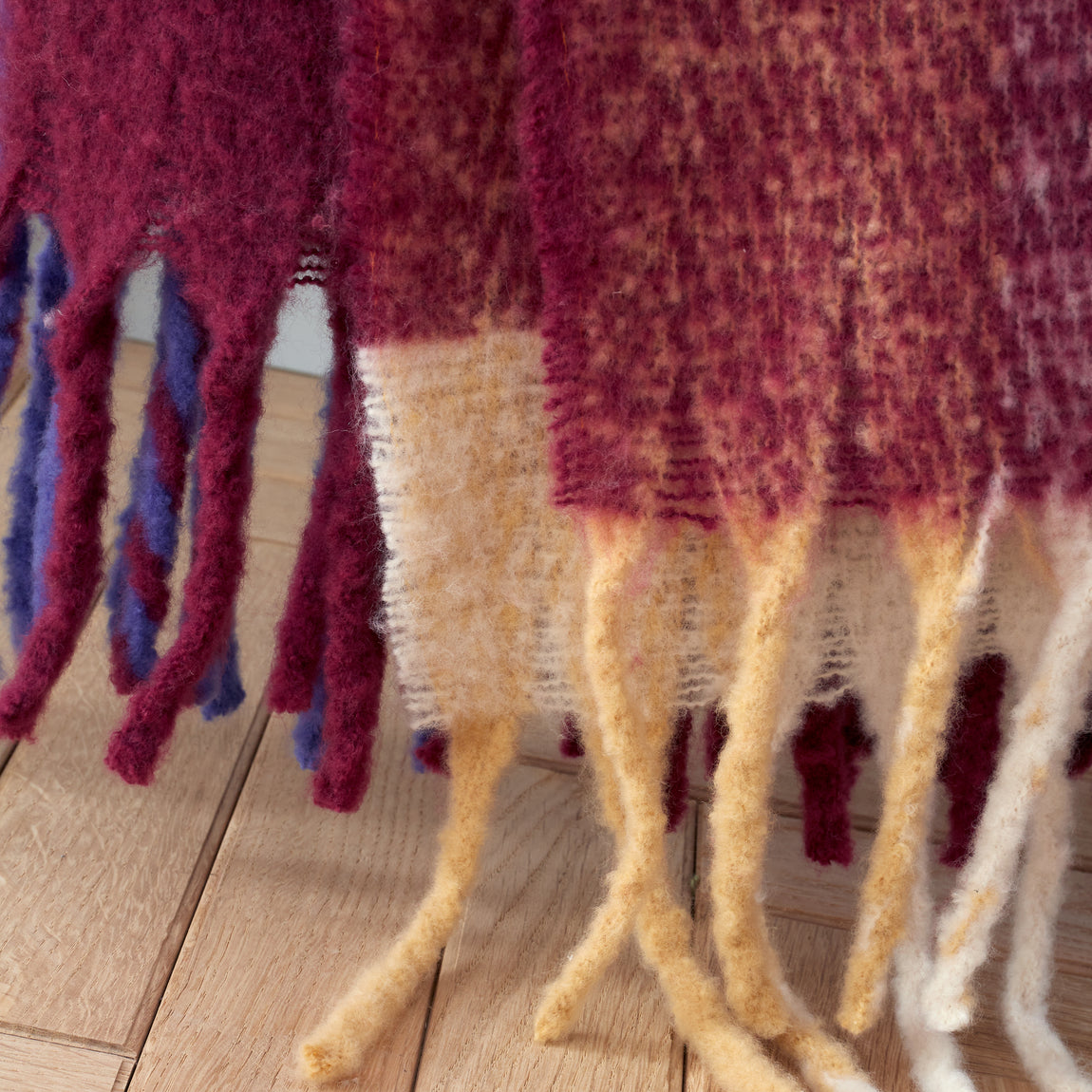 Catherine Lansfield Faux Mohair Check 130cm x 170cm Throw Plum