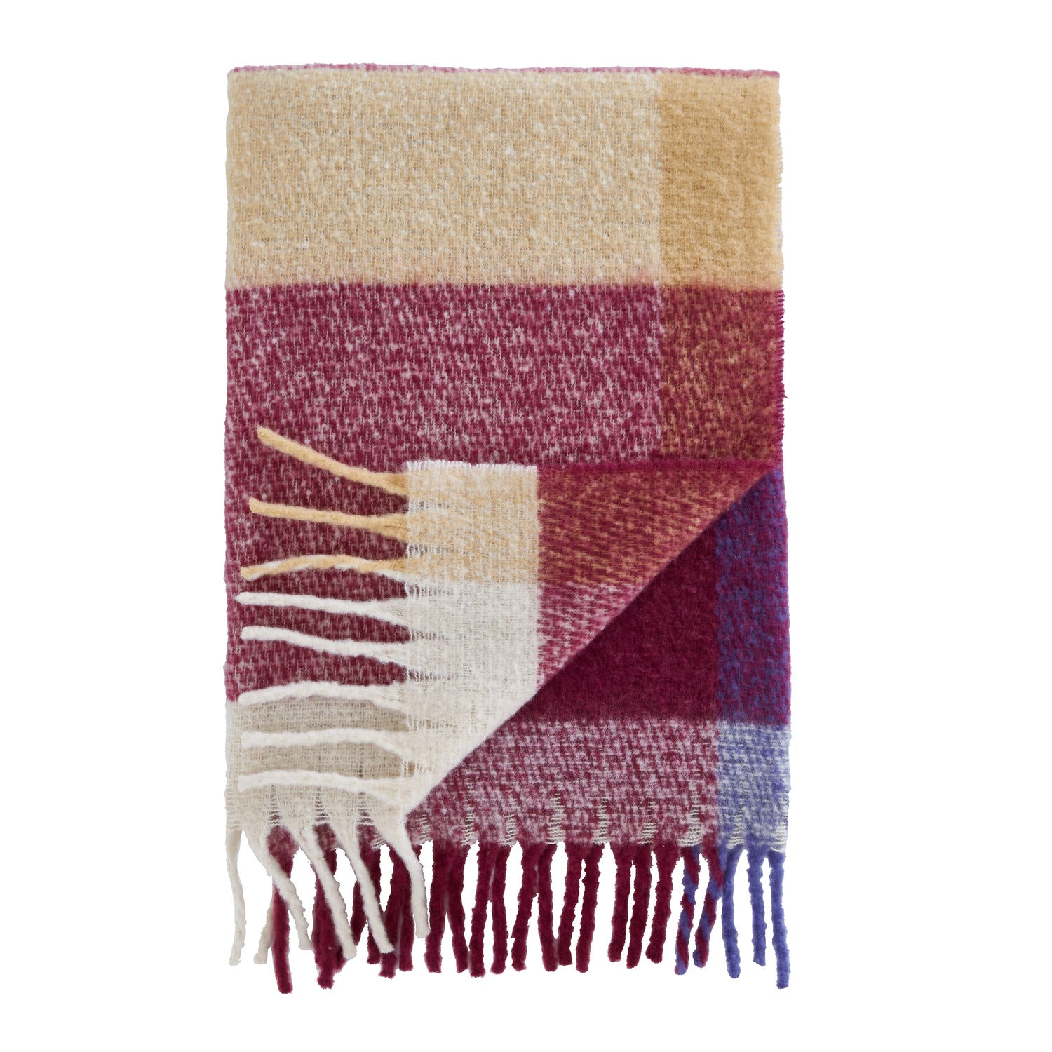 Catherine Lansfield Faux Mohair Check 130cm x 170cm Throw Plum