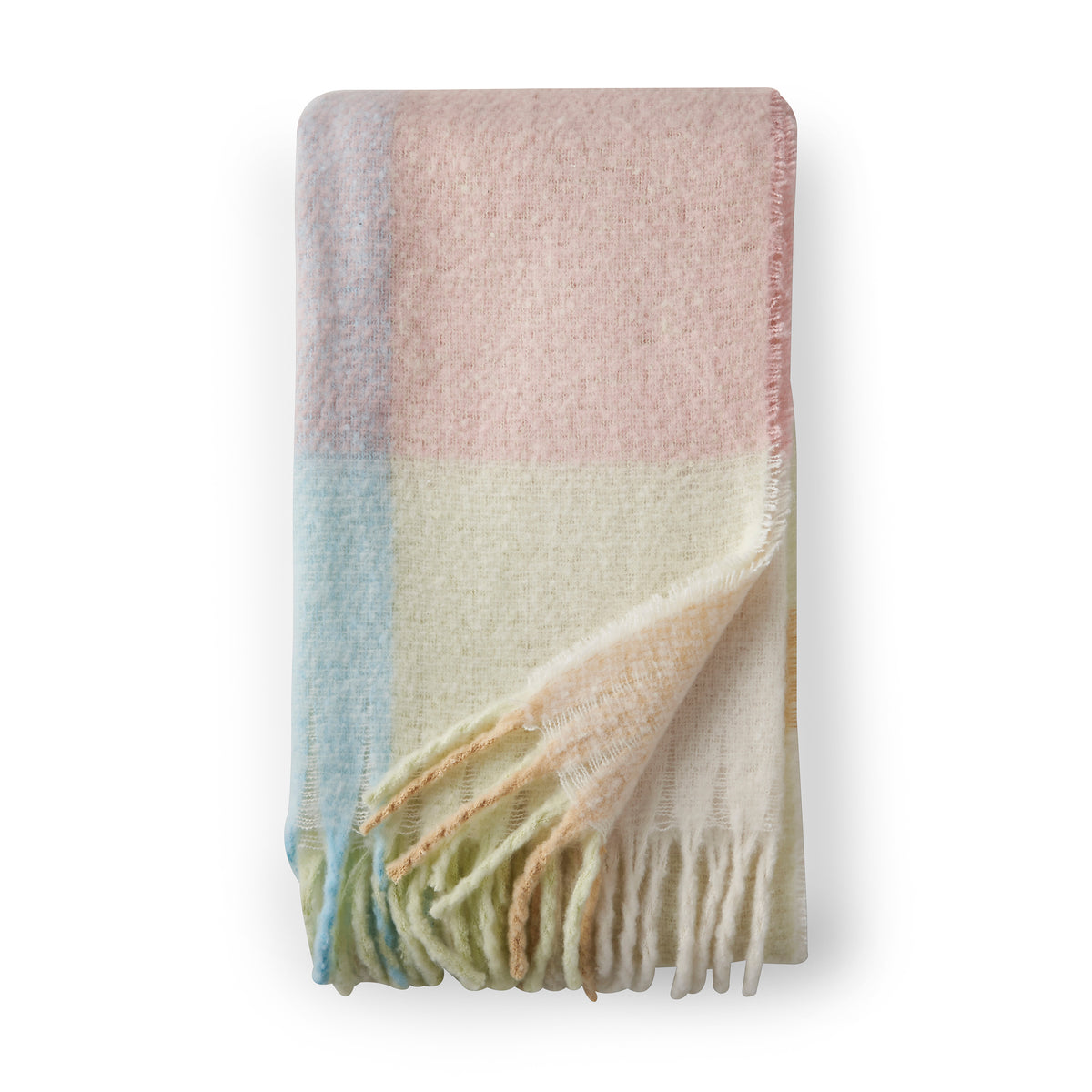 Catherine Lansfield Faux Mohair 130cm x 170cm Check Throw Pastel