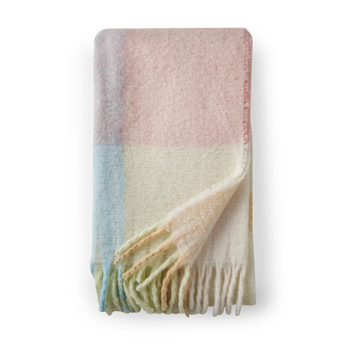 Catherine Lansfield Faux Mohair 130cm x 170cm Check Throw Pastel